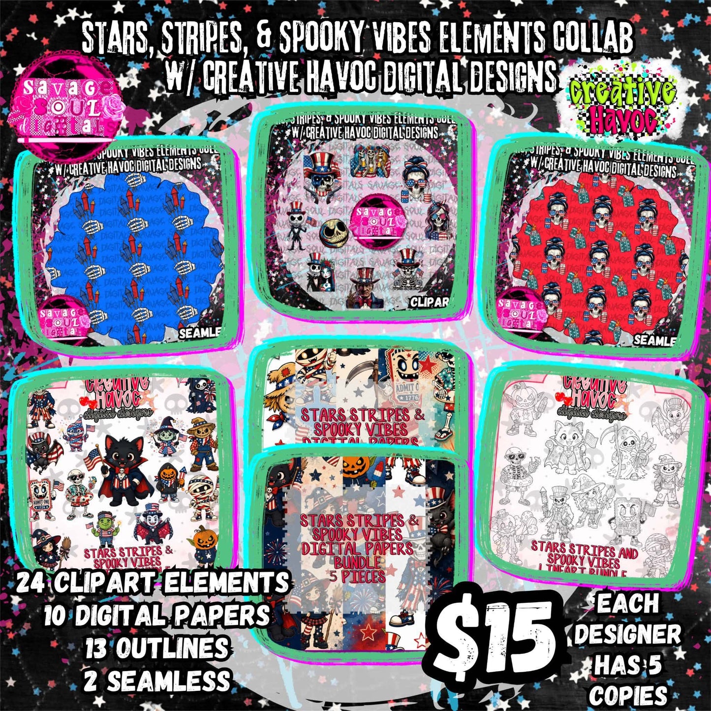 Stars Stripes And Spooky Collab With Creative Havoc | PNG | Collabs | Digital Files Only | Digital Download Only