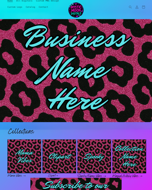 Pink Glitter Leopard Website Templates | Digital Download