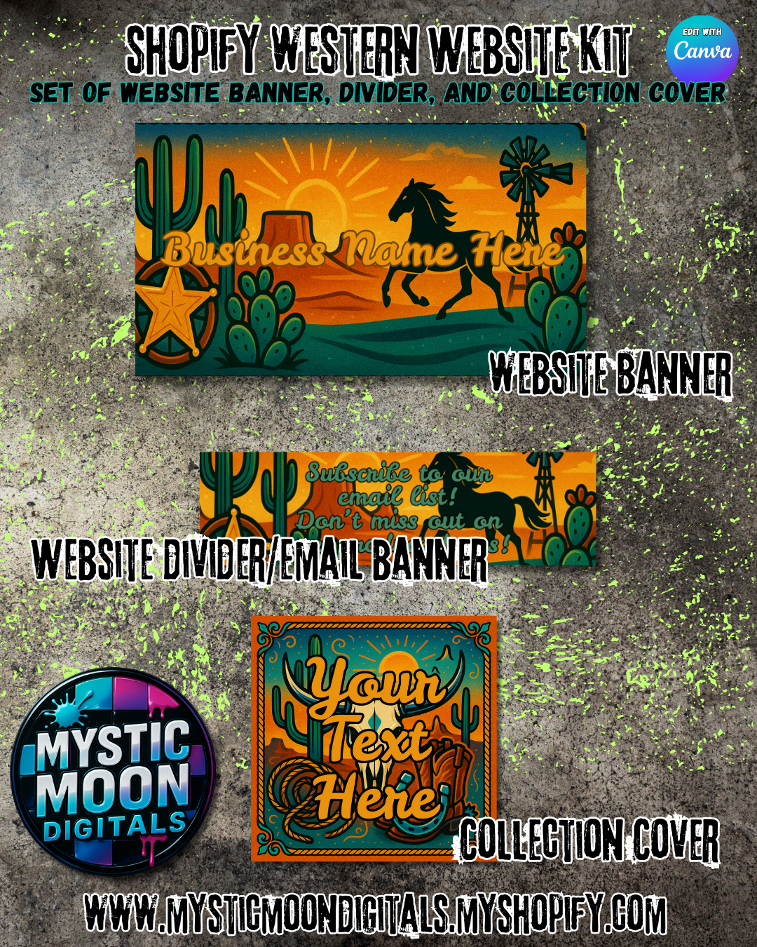 Western Website Template|Editable Canva Template|Digital Product