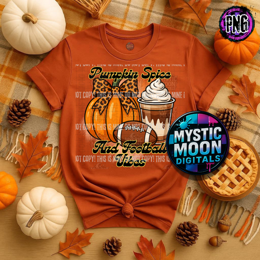 Pumpkin Spice and Football Vibes PNG | Digital File | Digital Download Only