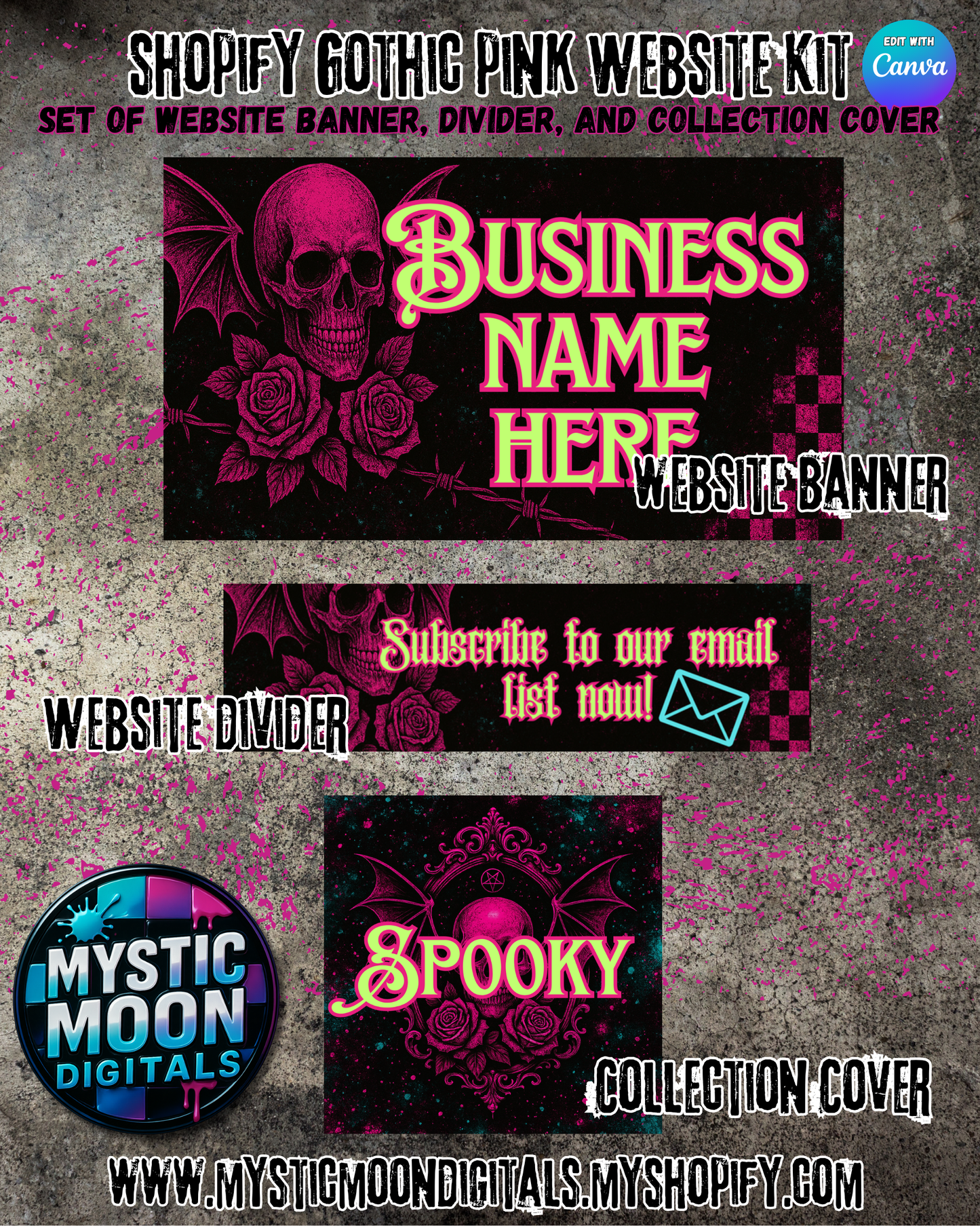 Gothic Pink Website Templates | Digital Download