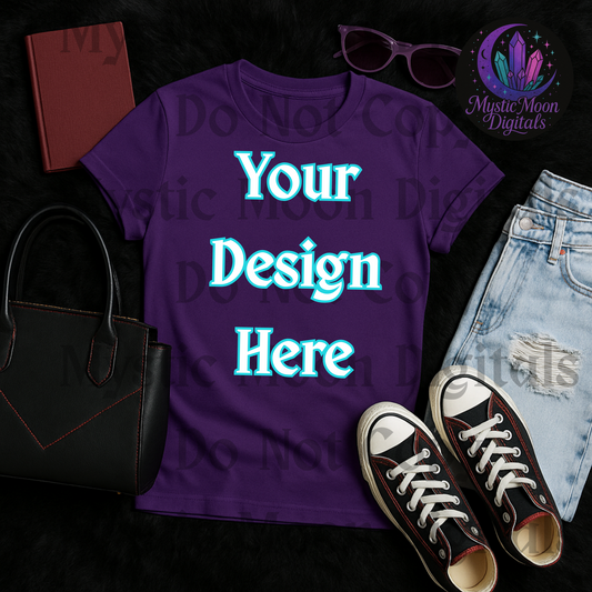 Purple Shirt Flat Lay Mock Up | T-shirt  | Digital Download Only