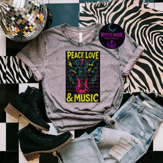 Peace Love Music PNG | Digital File | Digital Download Only