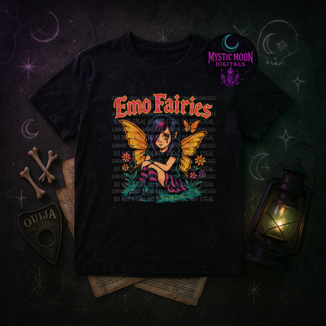 Emo Fairies (Knockout Version) (Black Shirt Only) PNG | Digital File | Digital Download Only