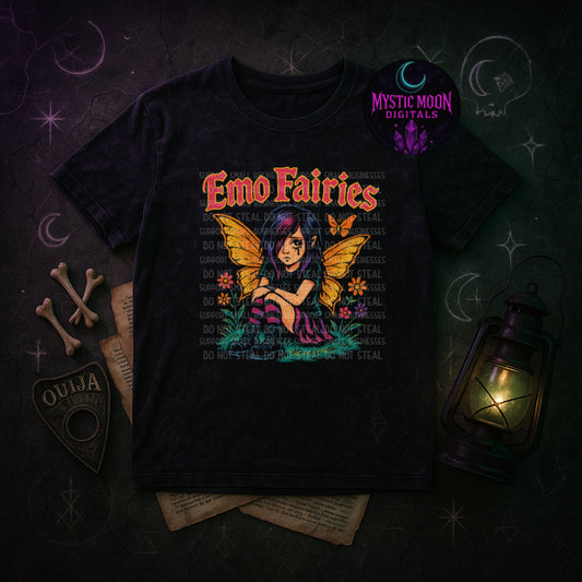 Emo Fairies (Knockout Version) (Black Shirt Only) PNG | Digital File | Digital Download Only