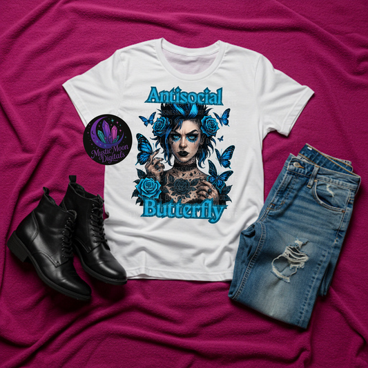 Antisocial Butterfly V1 PNG | Digital File | Digital Download Only